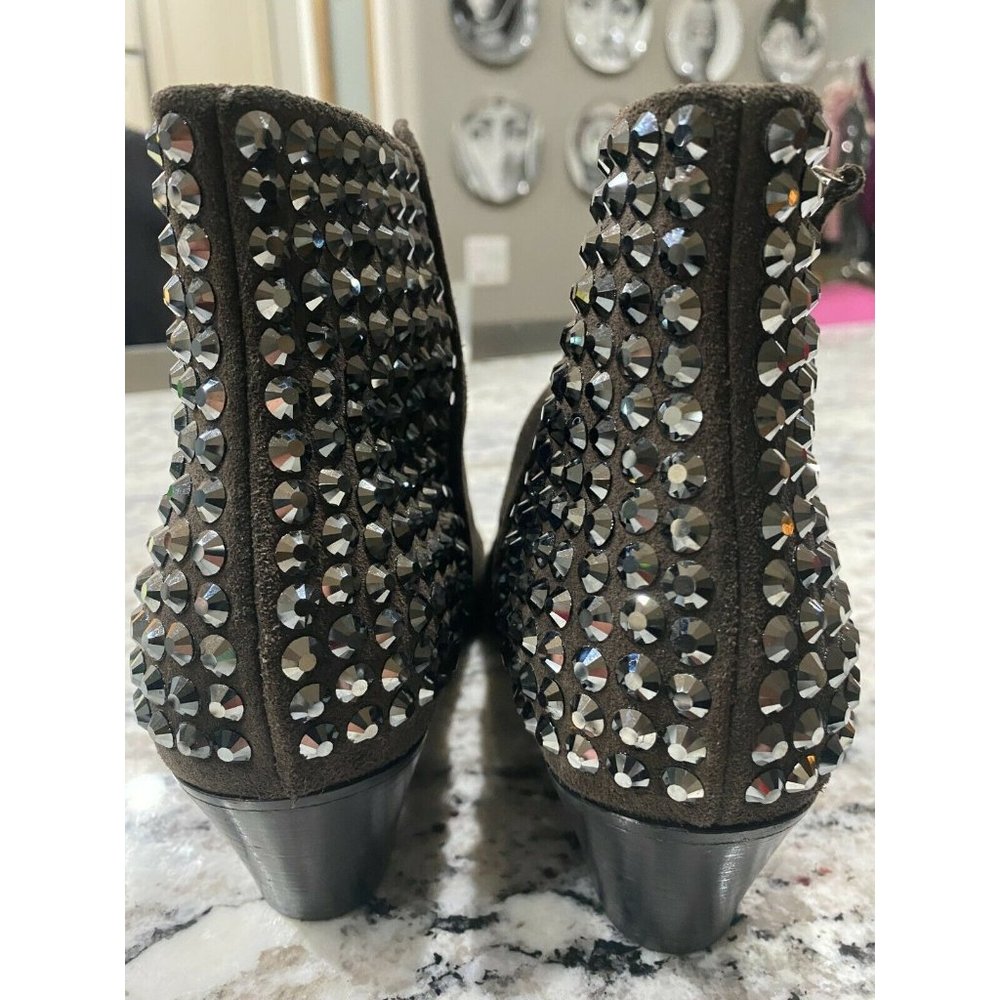 GIUSEPPE ZANOTTI Daddy Grey Crystal Suede Booties - Picture 4 of 12